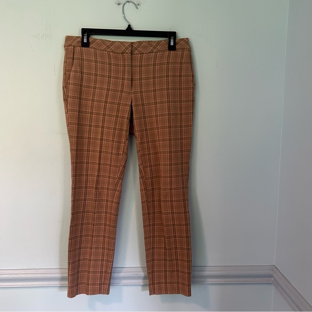 J. Jill Premium Bi-Stretch Brown & Orange Plaid Cotton Dress Pants Size 6